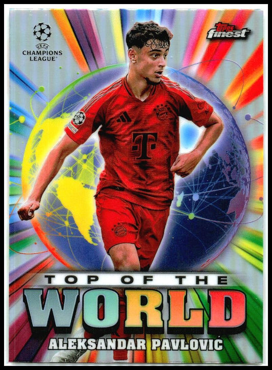 2024-25 Topps Finest UEFA Top of the World #TW-14 Aleksandar Pavlovic