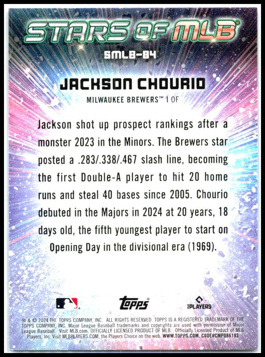 2024 Topps Update Stars of MLB #SMLB-84 Jackson Chourio Milwaukee Brewers