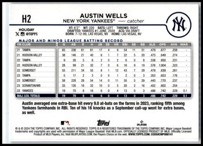 2024 Topps Holiday #H2 Austin Wells Rookie New York Yankees