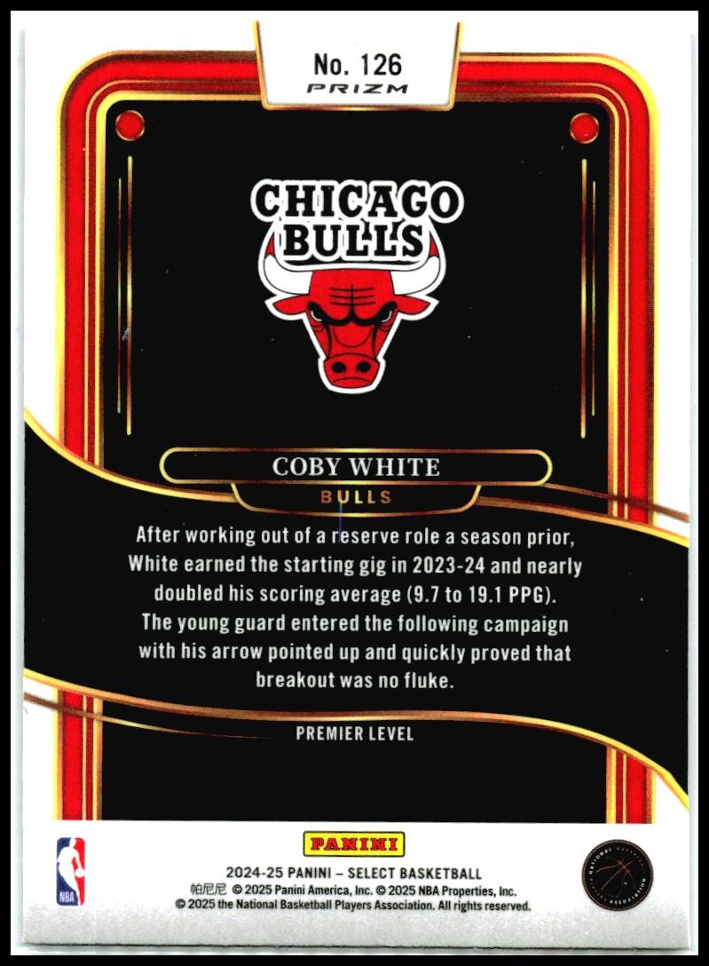 2024-25 Select Blue Ice #126 Coby White Bulls