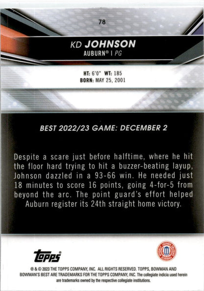 2023 Bowman University Best #78 KD Johnson Auburn
