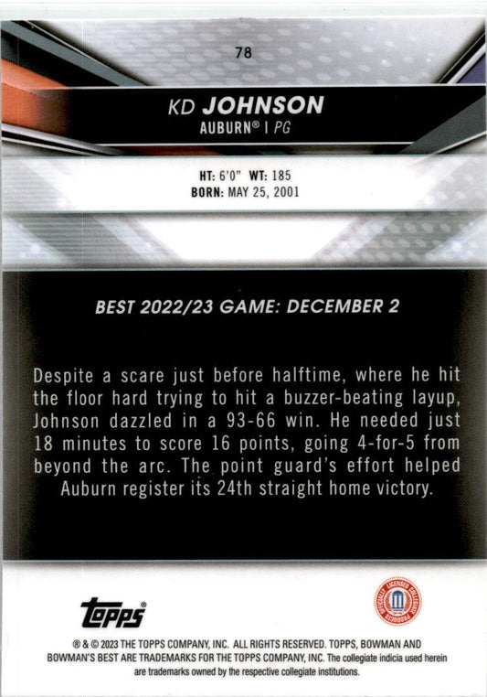 2023 Bowman University Best #78 KD Johnson Auburn