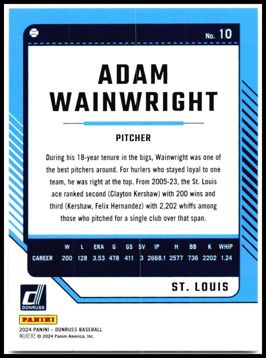 2024 Donruss #10 Adam Wainwright St. Louis Cardinals