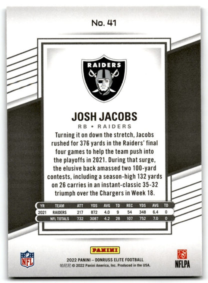 2022 Donruss Elite Josh Jacobs  Las Vegas Raiders #41