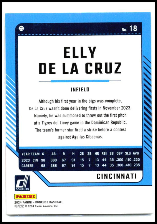 2024 Donruss #18 Elly De La Cruz Cincinnati Reds