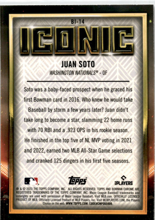 2023 Bowman Chrome Iconic #BI-14 Juan Soto Washington Nationals