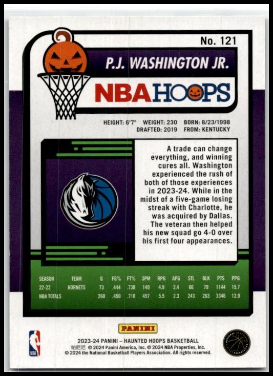 2023-24 Hoops Haunted Hoops Holo Webs #121 PJ Washington Jr. Dallas Mavericks