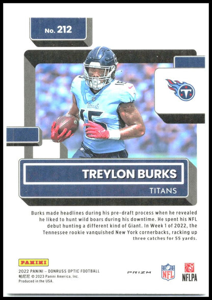 2022 Donruss Optic Purple Shock #212 Treylon Burks Rookie Tennessee Titans