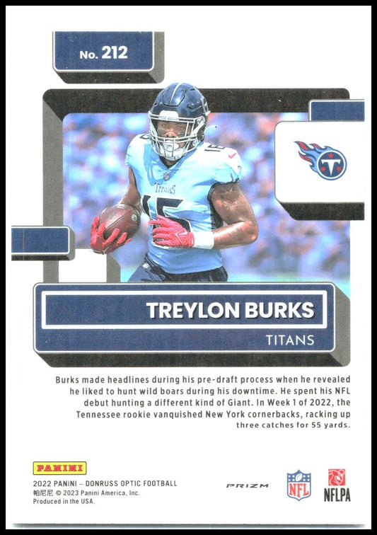 2022 Donruss Optic Purple Shock #212 Treylon Burks Rookie Tennessee Titans