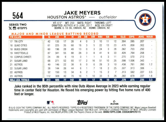 2024 Topps Rainbow Foil #564 Jake Meyers Houston Astros