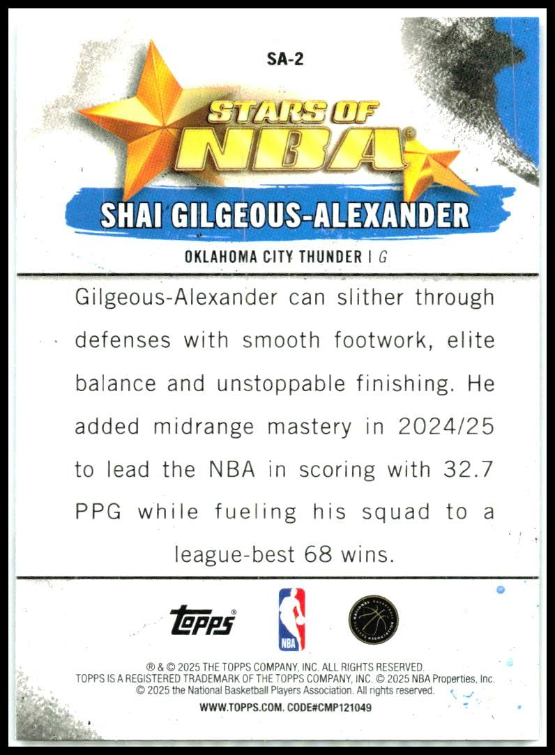 2025-26 Topps Stars of the NBA Rainbow #SA-2 Shai Gilgeous-Alexander Thunder