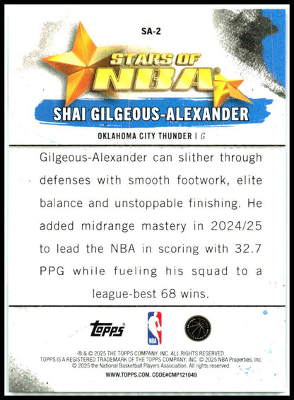 2025-26 Topps Stars of the NBA Rainbow #SA-2 Shai Gilgeous-Alexander Thunder