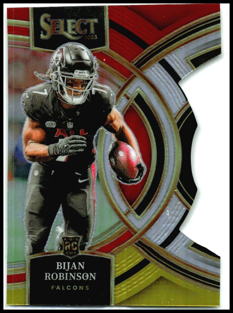 2023 Panini Select Red and Yellow Die Cuts #180 Bijan Robinson Rookie Falcons