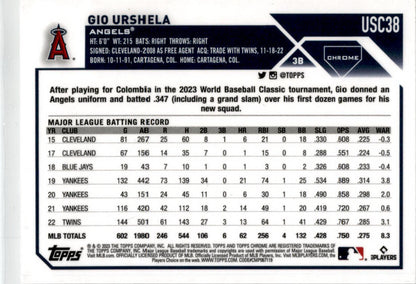 2023 Topps Chrome Update Sepia #USC38 Gio Urshela Los Angeles Angels