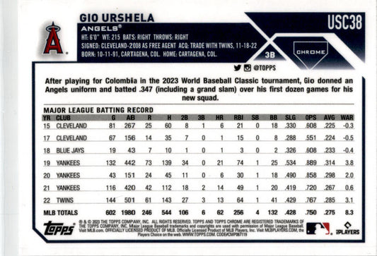 2023 Topps Chrome Update Sepia #USC38 Gio Urshela Los Angeles Angels