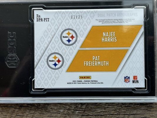 2021 Phoenix Dual Patch Auto DPA-PIT Harris / Freiermuth /25 Pittsburgh Steelers