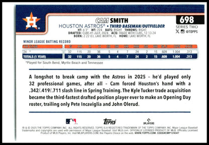 2025 Topps #698 Cam Smith Houston Astros