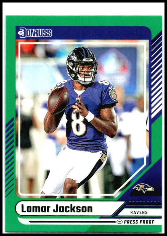 2024 Donruss Press Proof Green #130 Lamar Jackson Baltimore Ravens
