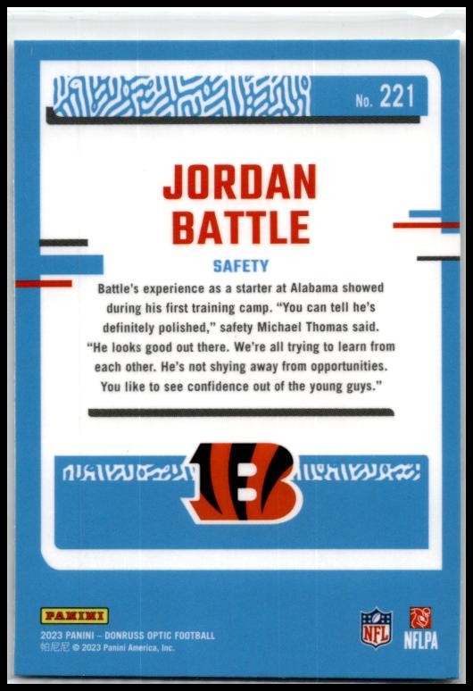 2023 Donruss Optic #221 Jordan Battle Rookie Cincinnati Bengals