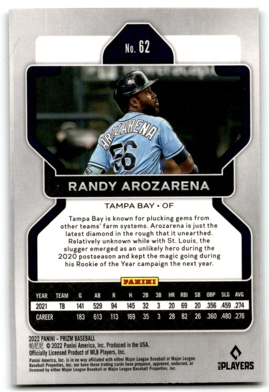 2022 Panini Prizm Randy Arozarena Tampa Bay Rays #62