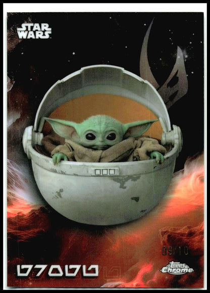 2025 Topps Chrome Star Wars Mustafar Black Refractor #AV-56 Grogu /10