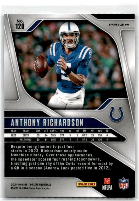 2024 Panini Prizm Red White and Blue #120 Anthony Richardson Indianapolis Colts