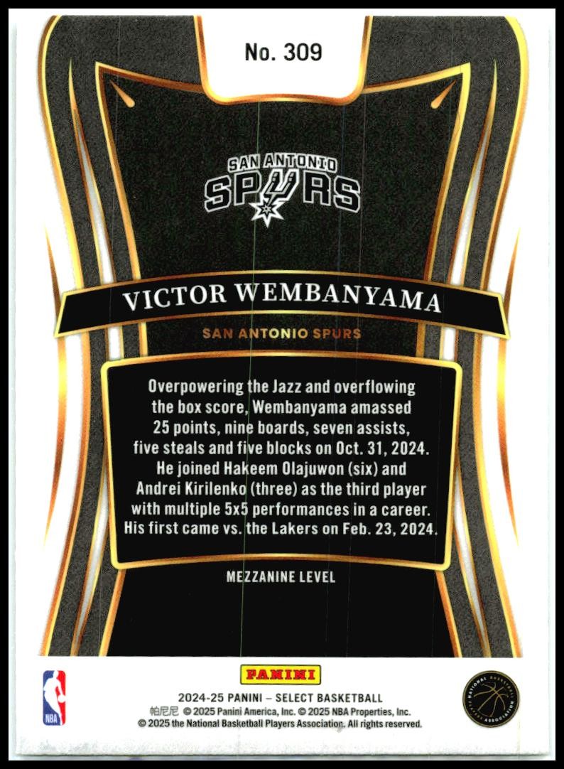 2024-25 Panini Select #309 Victor Wembanyama San Antonio Spurs