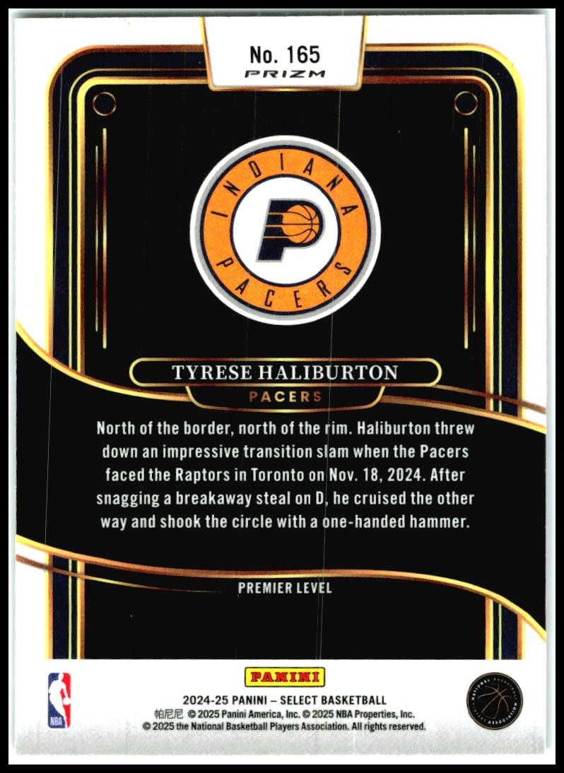 2024-25 Select Blue Cracked Ice Prizm #165 Tyrese Haliburton Indiana Pacers