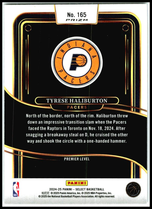 2024-25 Select Blue Cracked Ice Prizm #165 Tyrese Haliburton Indiana Pacers