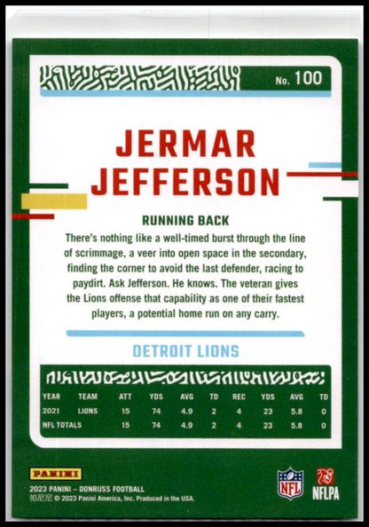 2023 Donruss #100 Jermar Jefferson Detroit Lions