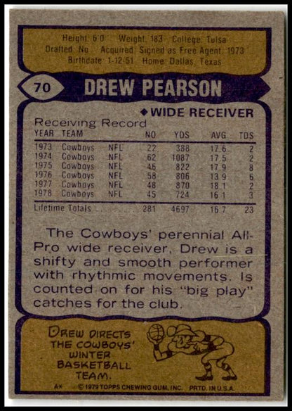 1979 Topps Cream Colored Back #70 Drew Pearson Dallas Cowboys