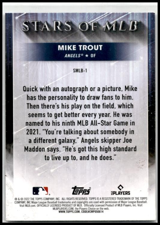 2022 Topps Stars of MLB #SMLB-1 Mike Trout Los Angeles Angels