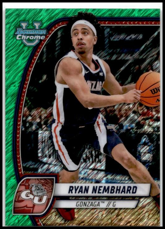 2024-25 Bowman University Chrome Green Shimmer #72 Ryan Nembhard Gonzaga