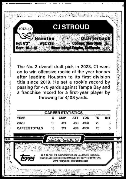 2023 Topps Composite 1973 Topps Football X-Fractor #1973-12 CJ Stroud Texans