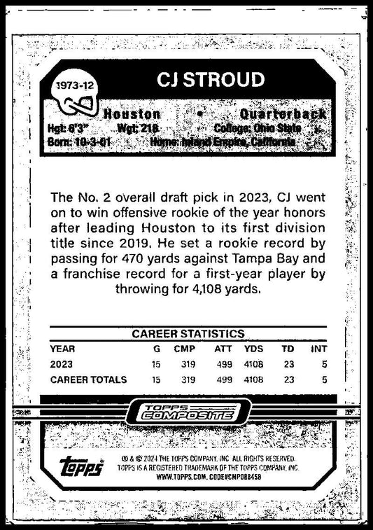 2023 Topps Composite 1973 Topps Football X-Fractor #1973-12 CJ Stroud Texans