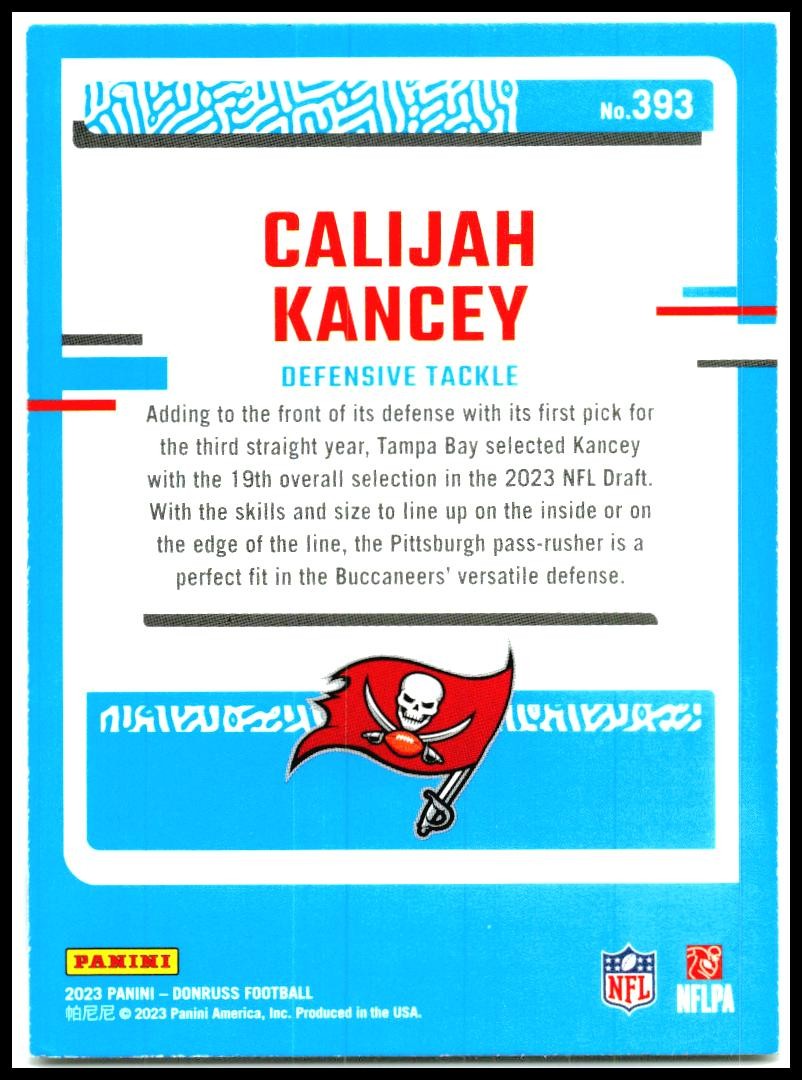 2023 Donruss #393 Calijah Kancey Rookie Tampa Bay Buccaneers
