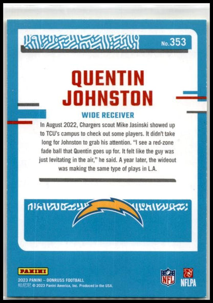 2023 Donruss Press Proof Yellow #353 Quentin Johnston Rookie Chargers