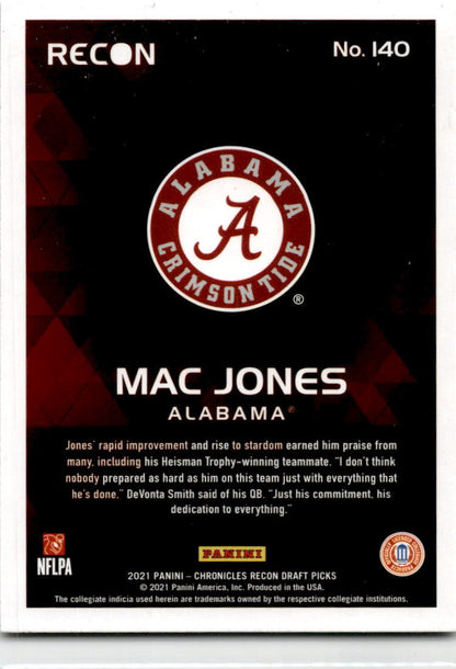 2021 Recon #140 Mac Jones  Crimson Tide/ New England Patriots