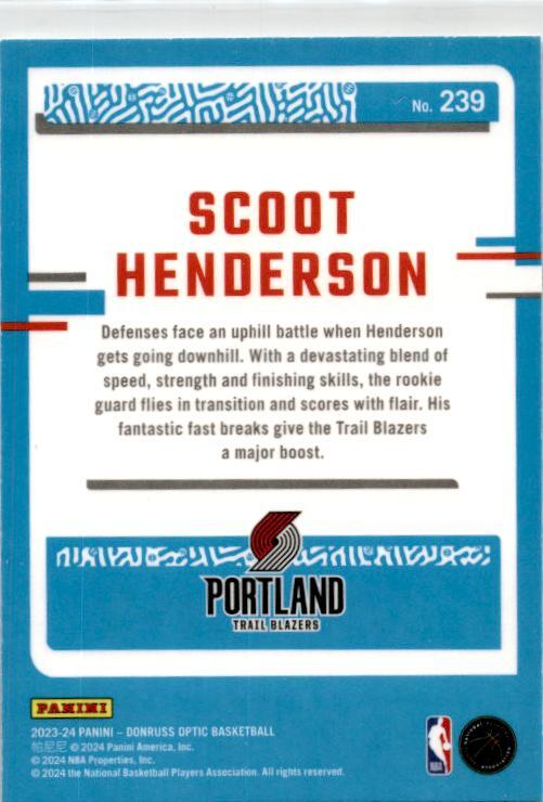 2023-24 Donruss Optic #239 Scoot Henderson Rookie Portland Trail Blazers