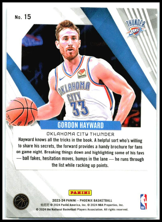 2023-24 Panini Phoenix #15 Gordon Hayward Oklahoma City Thunder