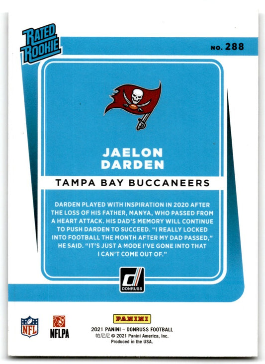 2021 Donruss Rated Rookie Jaelon Darden Rookie Tampa Bay Buccaneers #288
