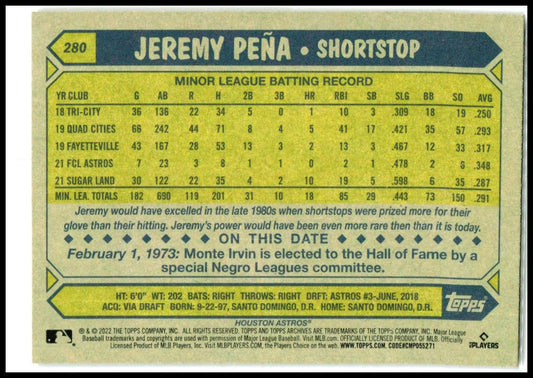 2022 Topps Archives #280 Jeremy Peña Rookie Houston Astros