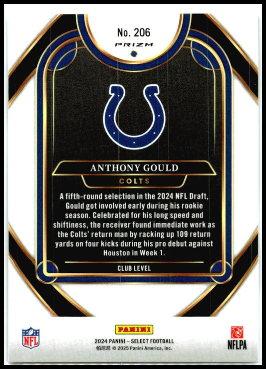 2024 Panini Select Black & Green Prizm Shock #206 Anthony Gould Rookie Colts