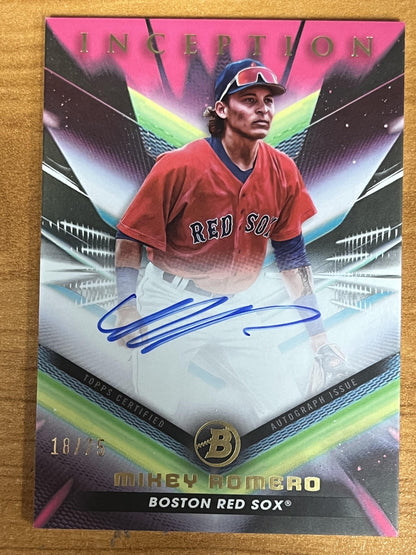 2023 Bowman Inception Auto Fuchsia Foil – /75 #BPA-MR Mikey Romero Red Sox