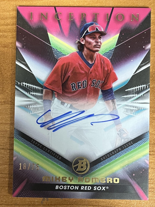 2023 Bowman Inception Auto Fuchsia Foil – /75 #BPA-MR Mikey Romero Red Sox