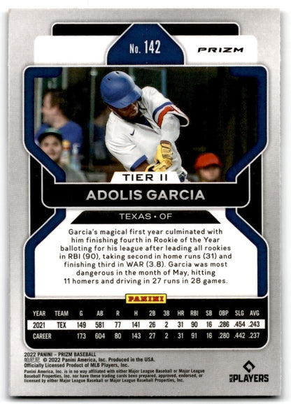 2022 Panini Prizm Red/White/Blue Adolis Garcia Texas Rangers #142