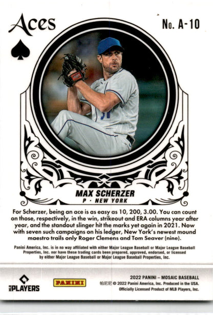 2022 Panini Mosaic Aces #A-10 Max Scherzer New York Mets