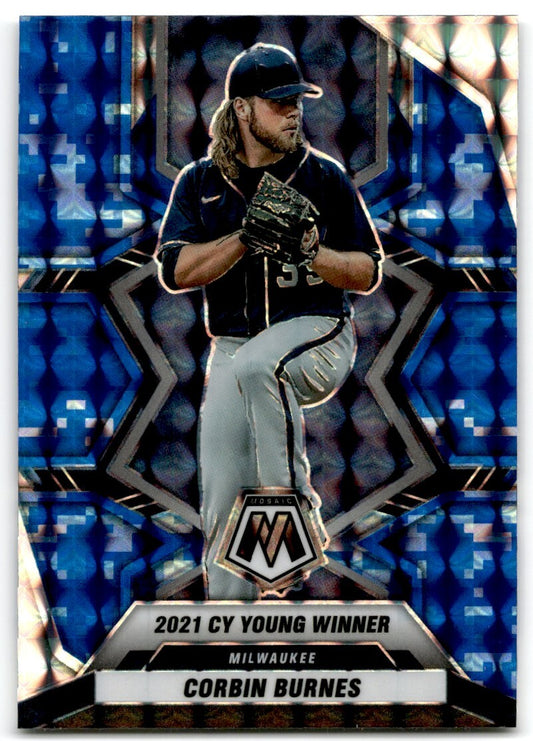 2021 Mosaic Blue Prizm Corbin Burnes Milwaukee Brewers #283
