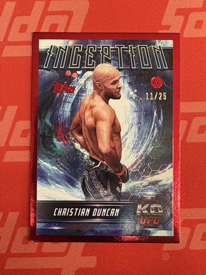 2025 Topps Knockout UFC Inception Red #IN-76 Christian Duncan #/25