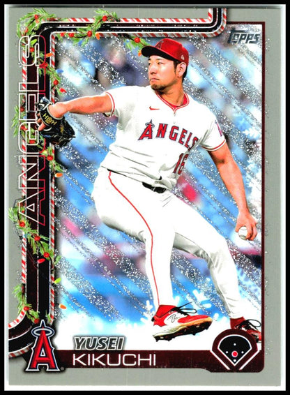 2025 Topps Holiday Silver Glitter Holiday #H59 Yusei Kikuchi Los Angeles Angels